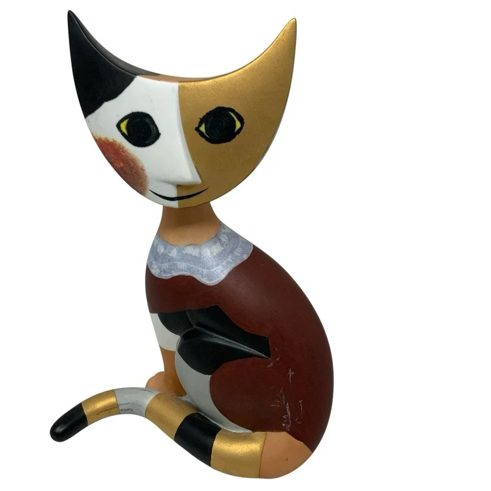 Goebel Rosina Wachtmeister Stella Cat Figurine Porcelain Modern Art Gold 7